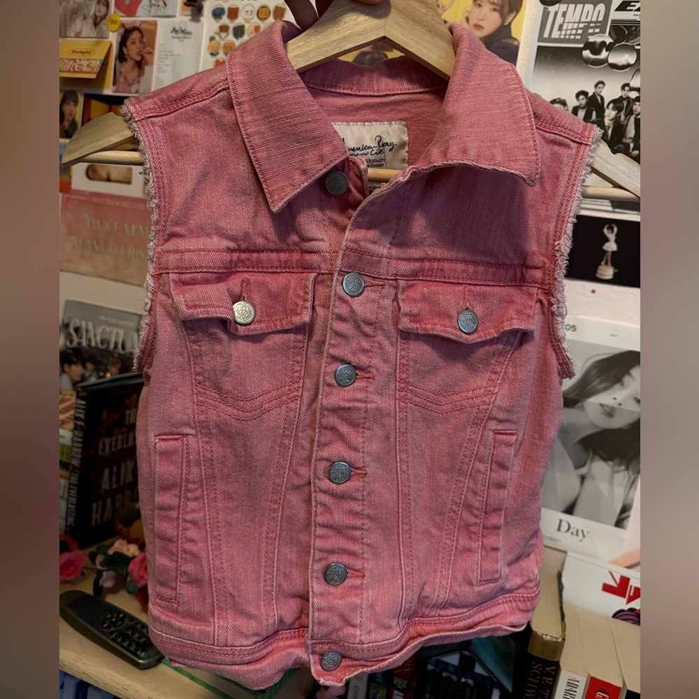American Rag Pink Denim Vest sz XS